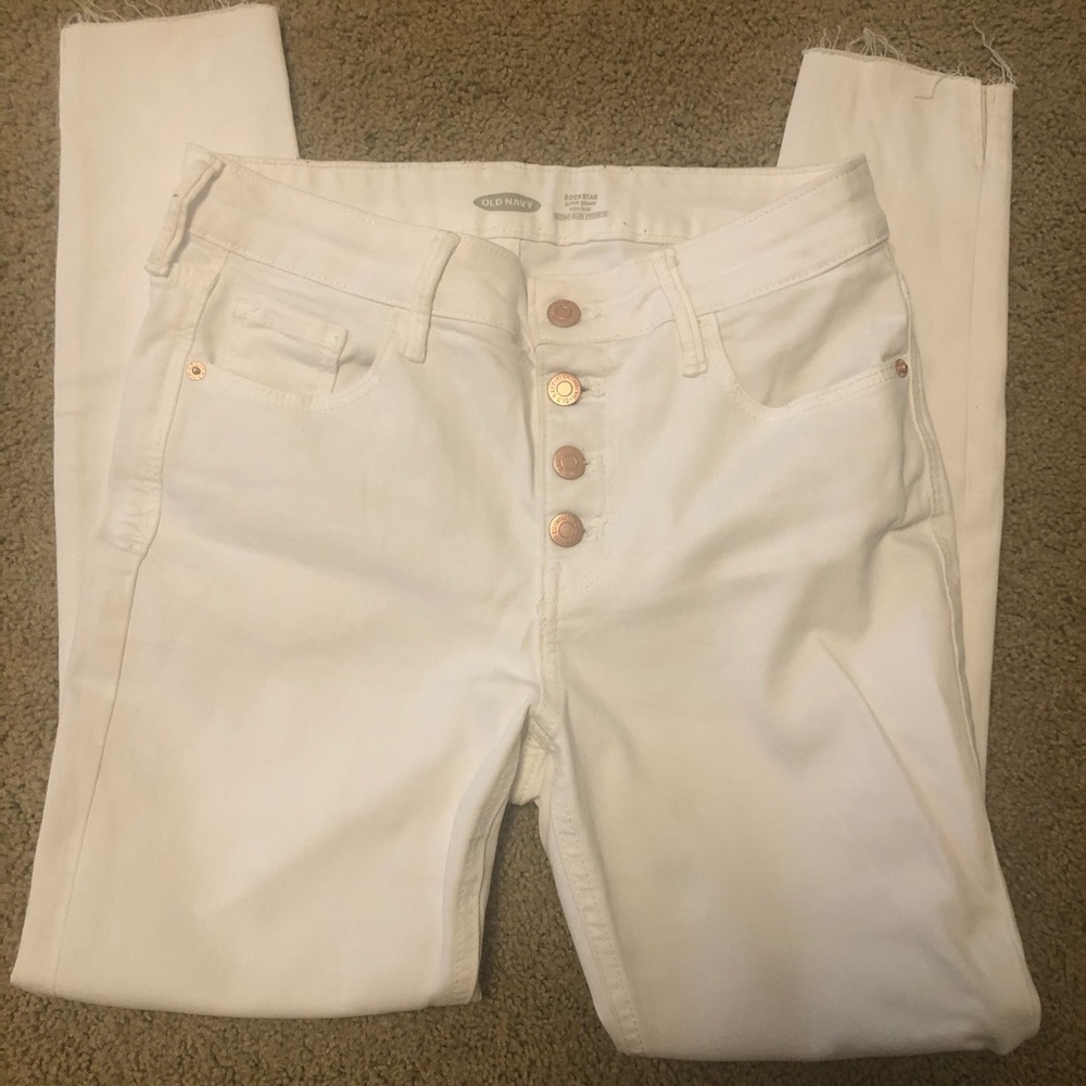 Old Navy Rock Star Super Skinny High Rise White Jeans Sz 4
